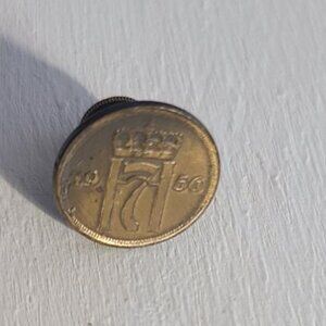 Norway Norge Vintage 1956 Coin Money Lapel Pin Tie Tack Brooch